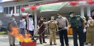 Dihadiri Bupati Rohul, Kejari Rohul Musnahkan Narkoba Sitaan di HUT ke-58 Adhyaksa