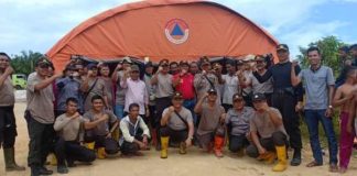 Polres Bersama BPBD Kabupaten Rohil Dirikan Tenda Pengungsi Penampungan Korban Banjir