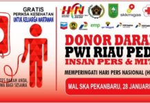 “Semarak HPN dan HUT PWI Ke 74” PWI Riau Akan Gelar Donor Darah Dengan Bertabur Doorprize