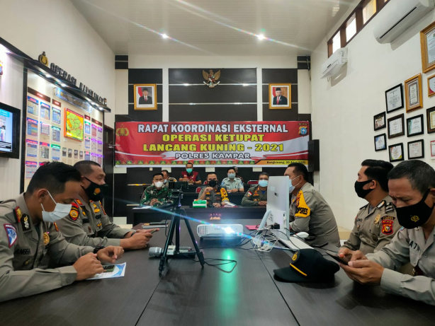 Polres Kampar Gelar Rakor Eksternal Pelaksanaan Operasi Ketupat Lancang Kuning 2021