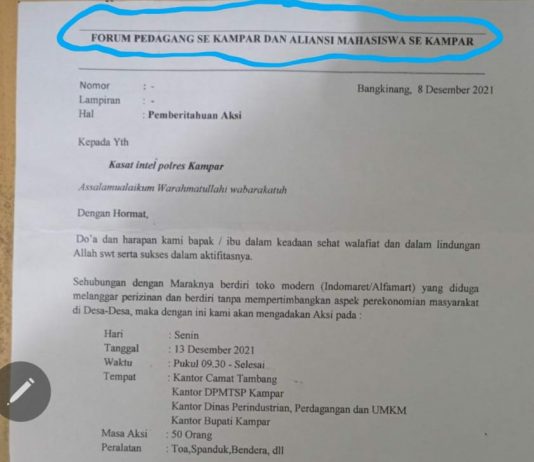 Terkait Aksi Demo Pedagang se-Kampar Dan Aliansi mahasiswa Kampar, Kadis DPMPTSP Kampar Sebut Asal-Asalan