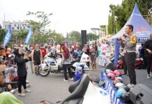 Sasar Pengunjung Acara Car Free Day , Ditlantas Polda Riau Gelorakan Budaya Tertib Lalu lintas