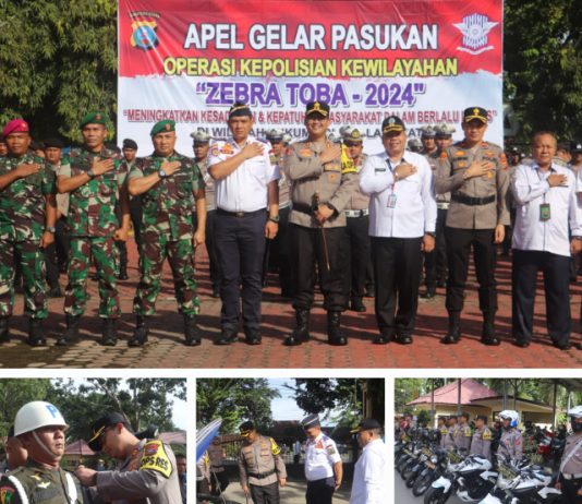 Wujudkan Kamseltibcarlantas, Kapolres Langkat Pimpin Apel Gelar Pasukan Ops Zebra Toba 2024