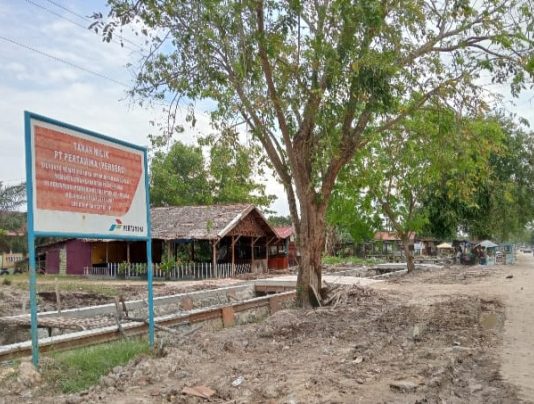 Turap Drainase di Jalan Dock Yeard dibangun di lahan Konsesi PT Pertamina Dumai