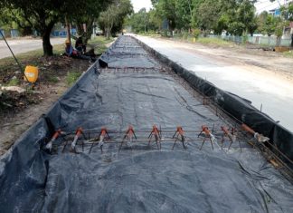 Jalan Datuk Laksamana Dumai Kini Proses Pembetonan Rigid Dengan Mutu Beton Tinggi