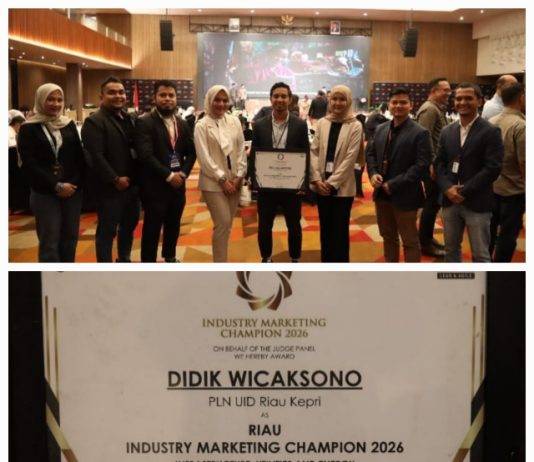 Perkuat Transformasi Layanan, PLN UID Riau dan Kepri Raih Penghargaan Riau Industry Marketing Champion 2026
